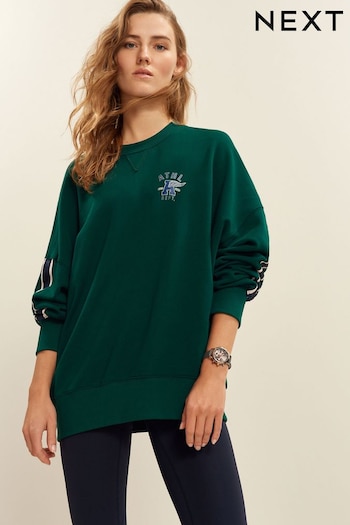 Green Side Stripe Graphic Crew Neck Sweatshirt (284844) | £34