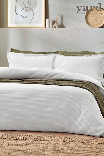 The Linen Yard White Waffle Textured Cotton Duvet Cover and Pillowcase Set (284860) | £23 - £54