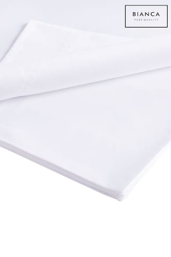 Bianca White Luxury 800 Thread Count Cotton Sateen Flat Sheet (285255) | £70 - £90