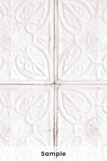 Woodchip & Magnolia White Tin Tile Sample Wallpaper (2853F5) | £2