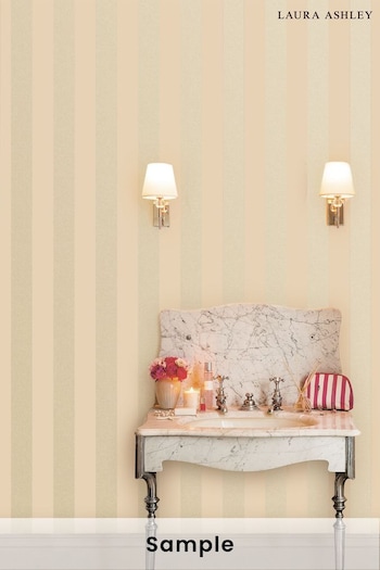 Laura Ashley Linen Lille Pearlescent Stripe Wallpaper Sample (285556) | £1