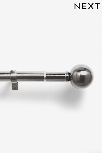 Pewter Grey Ball Finial Extendable Curtain 35mm Pole Kit (285605) | £65 - £85