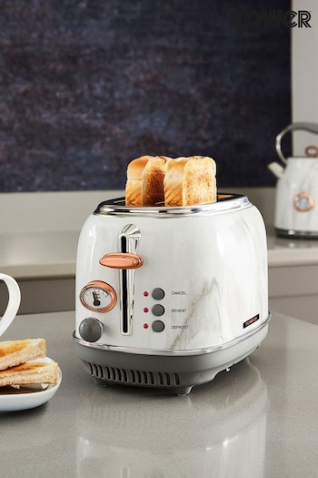 Tower White 2 Slot Marble Toaster (285769) | £50