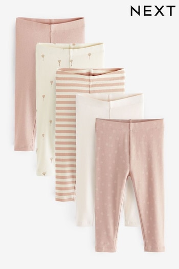 Pale Pink Rib Jersey Moda Leggings 5 Pack (3mths-7yrs) (285884) | £21 - £25