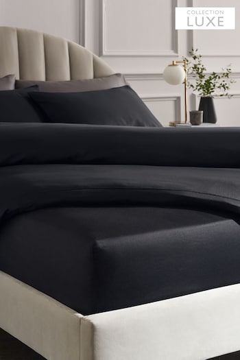 Black 300 Thread Count Collection Luxe Deep Fitted Sheet (285912) | £22 - £35