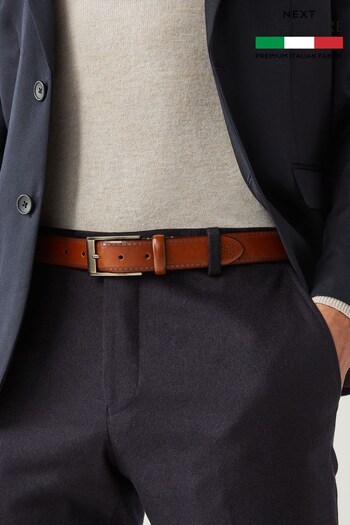 Tan Brown Signature Italian Leather Brogue Detail Belt (285967) | £24