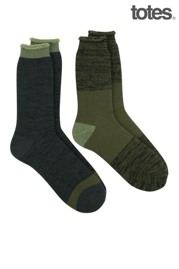 Totes Green Mens 3.0 TOG Brushed Inside Thermal Socks (Twin Pack) (286127) | £14