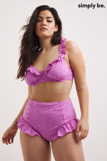 Simply Be Pink Katerini Underwired Broderie Bikini Top (286864) | £24