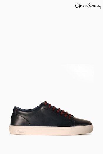 Oliver Sweeney Navy Blue Hayle Hand Antiqued Cupsole Trainers (287012) | £139