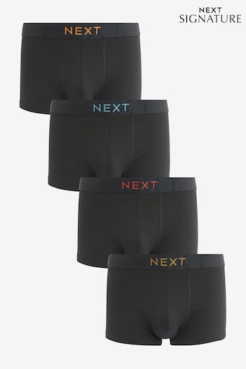 Black Texture Colour Pop Waistband 4 pack Signature Comfort Hipsters (287305) | £24