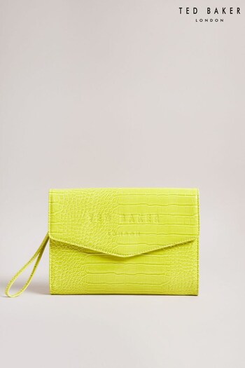 Ted Baker Green Crocey Imitation Croc Envelope Pouch (287311) | £40