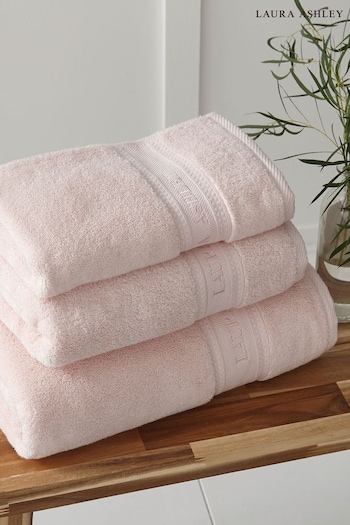 Laura Ashley Blush Pink Luxury Cotton Embroidered Towel (287667) | £18 - £42