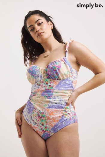 Simply Be Purple Katerini Tummy Control Underwired Swimsuit (288098) | £36