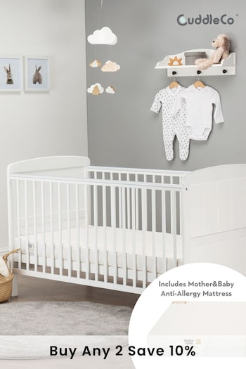 Cuddleco White Juliet Cot Bed With Mother & Baby First Gold Foam Mattress (288573) | £280