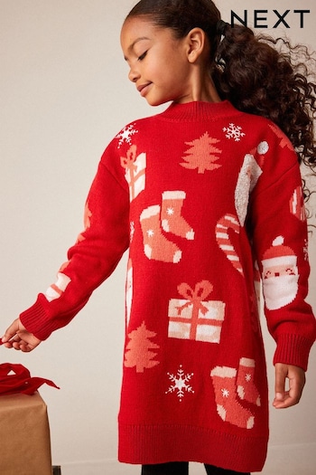Red Christmas Jumper Dress (3-16yrs) (288683) | £22 - £27