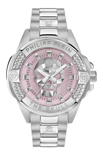 Philipp Plein Ladies Silver Tone The $Kull 41mm Watch (288781) | £340