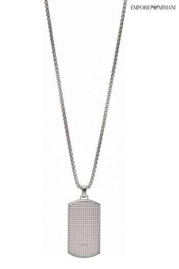 Emporio Armani Jewellery Gents Silver Tone Dog Tag Necklace (289103) | £115