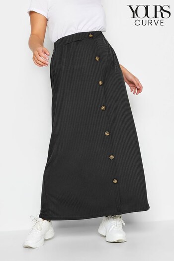 Yours Curve Black Limited Button Down Maxi Skirt (289346) | £24