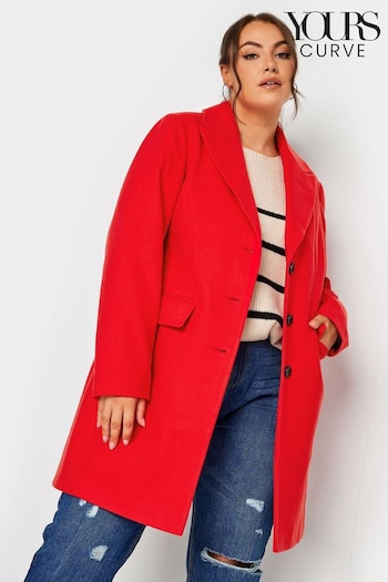 Yours Curve Red Midi City Coat (289529) | £65