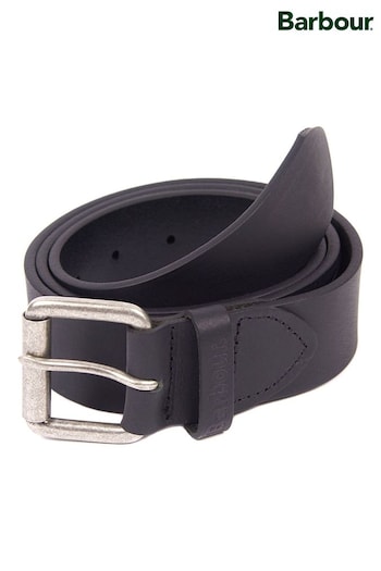 Barbour® Black Matt Leather Belt (289693) | £37