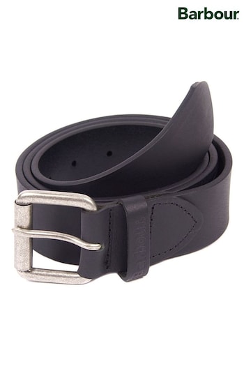 Barbour® Black Matt Leather Belt (289693) | £35
