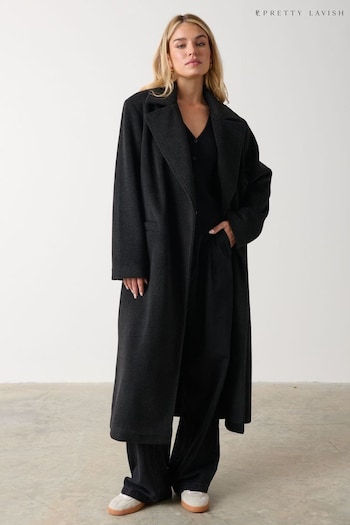 Pretty Lavish Black Ezra Boxy Collared Coat (289740) | £98