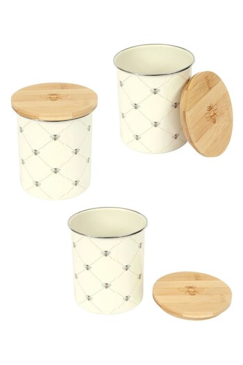 Dexam Set of 3 Cream Bees Knees Tea, Coffee & Sugar Storage Jars (289815) | £49