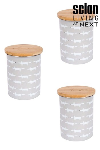 Scion Set of 3 Grey Mr Fox Tea, Coffee & Sugar Storage Jars (289838) | £52