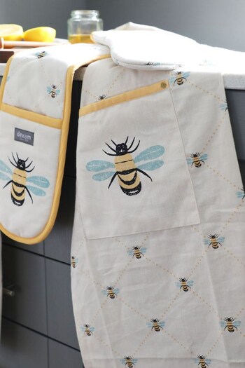 Dexam Cream Bees Knees Cotton Apron & Double Oven Glove Set (290270) | £43