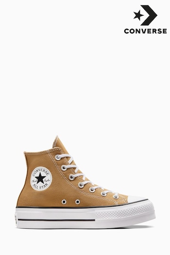 Converse HTM Tan Brown Platform Lift High Top Trainers (290288) | £80