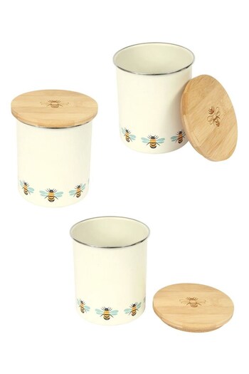Dexam Set of 3 Cream Bees Knees Tea, Coffee & Sugar Storage Jars (290348) | £49