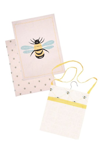 Dexam Cream Bees Knees Set of 2 Cotton Tea Towels & Peg Bag (290451) | £29