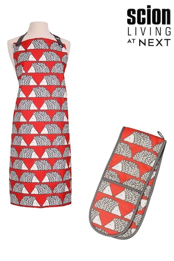 Scion Red Spike Apron & Double Oven Gloves (290488) | £52