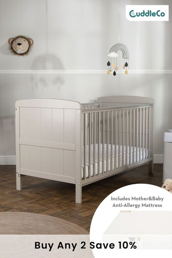 Cuddleco Grey Juliet Cot Bed With Mother & Baby First Gold Foam Mattress (290494) | £225
