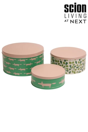 Scion Set of 3 Green Mr Fox Round Cake Tins (290765) | £40