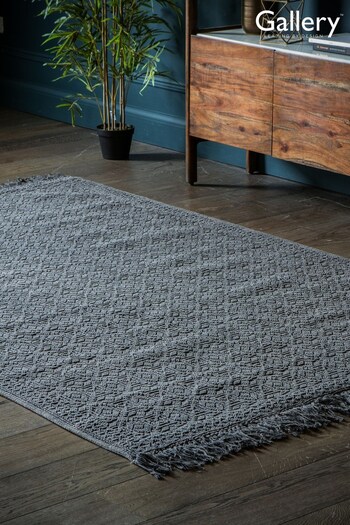 Gallery Home Charcoal Grey Wentworth Geo Fringed Rug (290822) | £313