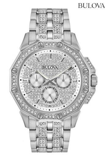 Bulova Gents Silver Tone Octava Crystal Watch (290968) | £399