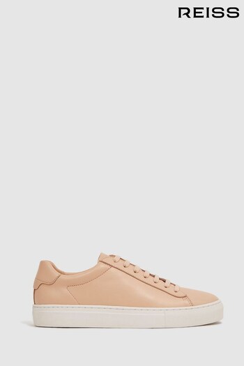 Reiss Biscuit Finley Lace-Up Leather Trainers (290973) | £128