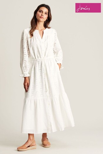 Joules Juliana Chalk White Broderie Dress (291166) | £89.95