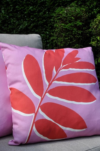 Fusion Pink Leaf Print Outdoor Cushion (291294) | £17