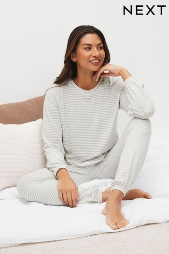 Grey Long Sleeve Cotton Pyjamas (291545) | £25