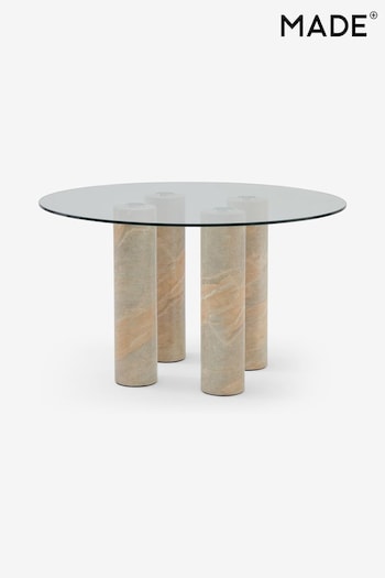 MADE.COM Textured Stone and Glass Nisi Round 4 to 6 Seater Dining Table (291577) | £1,299