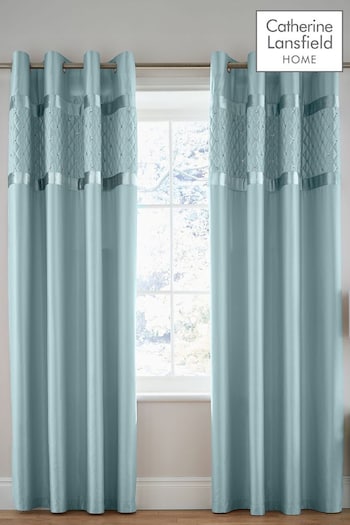 Catherine Lansfield Blue Sequin Cluster Eyelet Curtains (291772) | £70 - £75