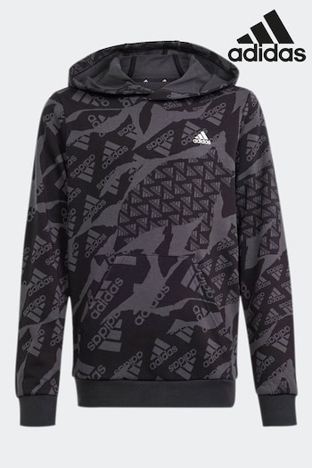 adidas Black Kids Sportswear Essentials All-Over Print Hoodie (291861) | £33