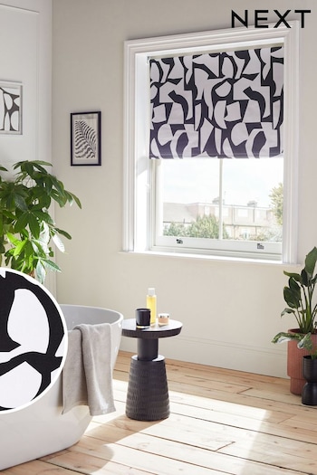 Monochrome Abstract Geometric Moisture Resistant Ready Made Roller Blind (292223) | £24 - £54