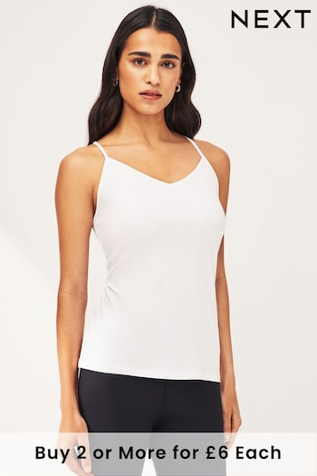 White V-Neck Thin Strap Vest (292241) | £6.50