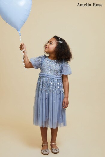 Amelia Rose Childrens Blue Embellished Dress (292542) | £79