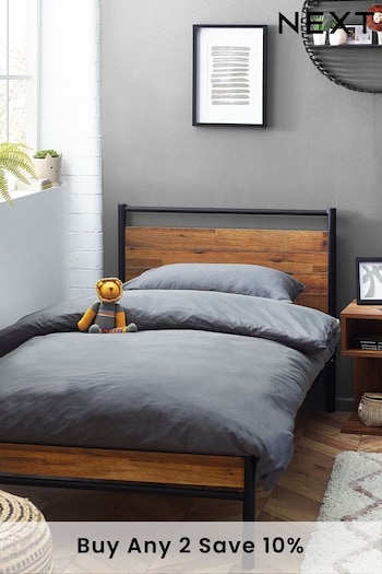 Oak Effect and Metal Bronx Kids Wooden Bed Frame (292657) | £299 - £350
