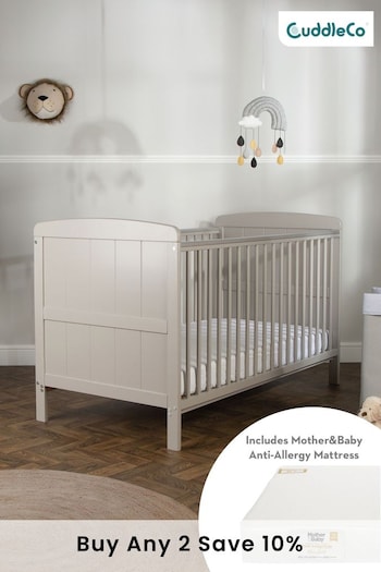 Cuddleco Grey Juliet Cot Bed With Mother & Baby Rose Gold Spung Mattress (292784) | £299