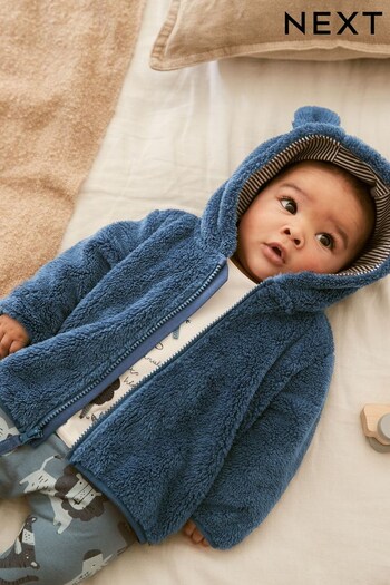 Blue Cosy Teddy Borg Fleece Bear Baby Jacket (293245) | £15 - £16